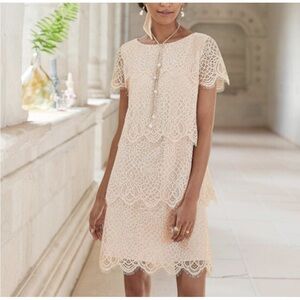 Sundance Julia cream tired lace short sleeve mini dress feminist cottagecore